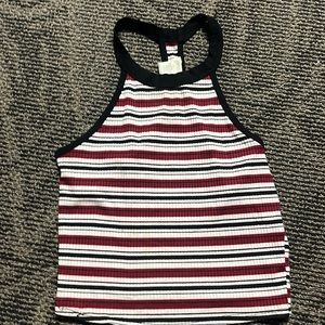 Black,red,and white crop top